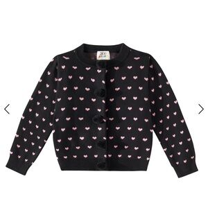 JELLYMALLOW Cotton cardigan with black hearts size 10-11